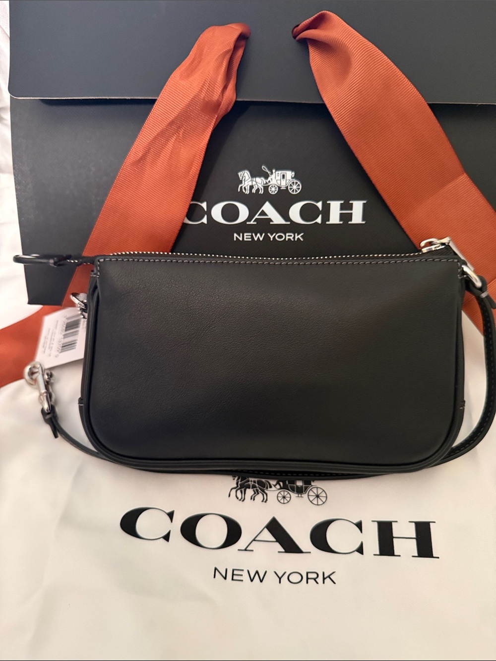 🖤💚Coach NWT Black Leather Plaza 18 Bag with Ellie Graphic & Silver Hardware - Picture 5 of 10